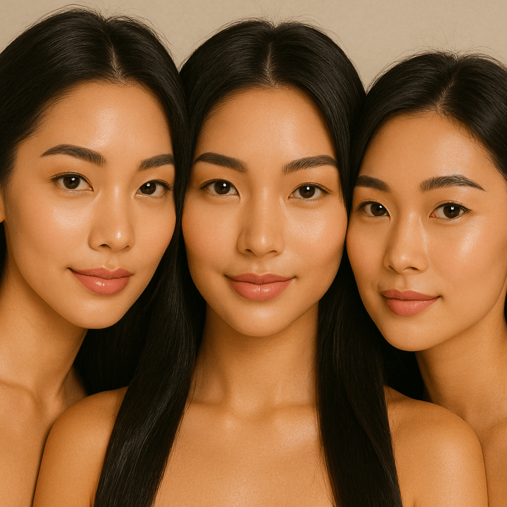 3 Korean Women with different skin types all looking smooth.